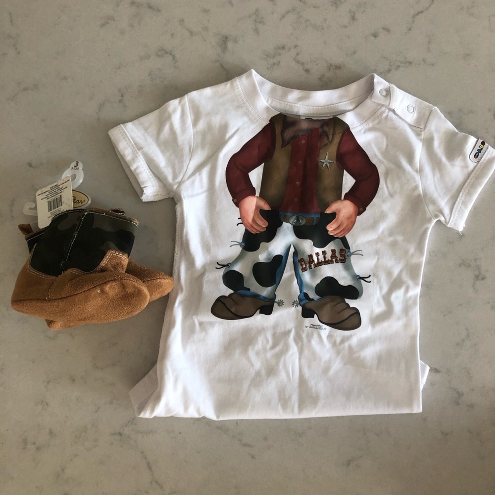 Cowboy onesie + boy cow boy boots